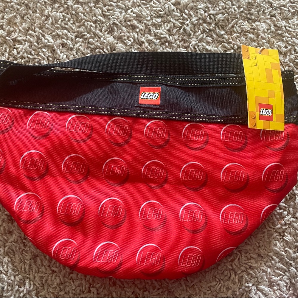 Lego Cinch Fabric Bucket Bag Storage Red & Yellow NEW
